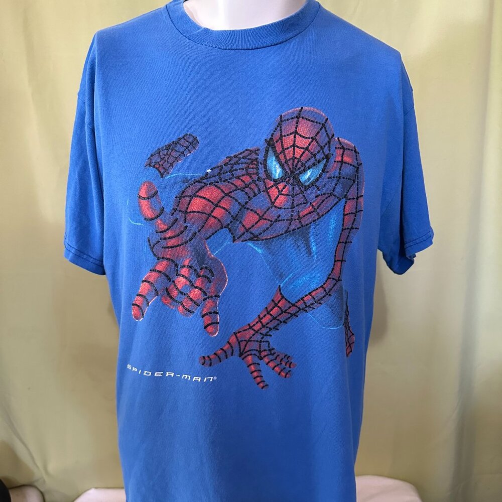 Vintage Spider Man Men's Blue T Shirt Size Large Delta Pro Weight Cotton